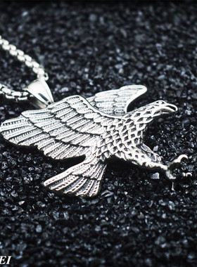 雄鹰大鹏展翅钛钢朋克风吊坠项链