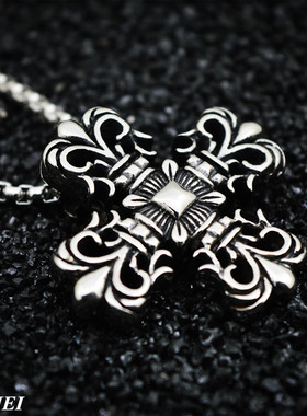 克罗星十字架钛钢长款挂件毛衣链