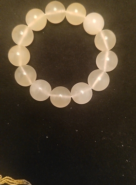 天然奶白冰种金丝玉手串男女款串珠饰品礼物