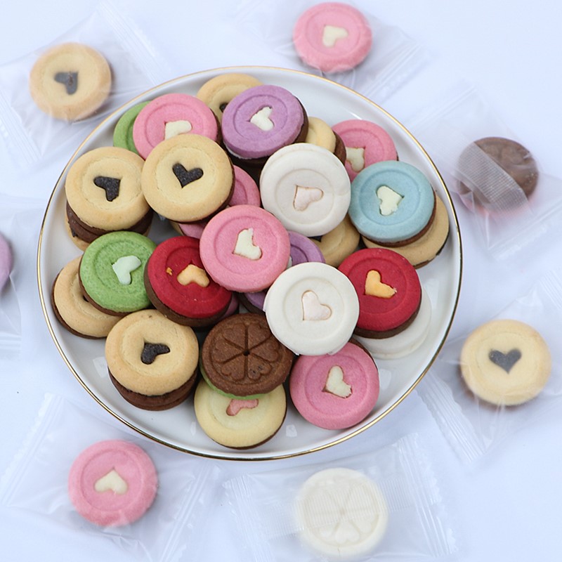 网红蛋糕装饰饼干巧客芳爱心夹心红丝绒抹茶葡萄味樱花半圆饼摆件