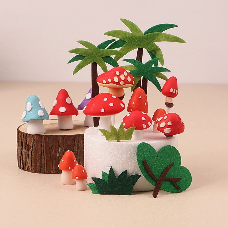 森系红色粉色小蘑菇软胶插件套装卡通蘑菇生日蛋糕装饰摆件,节庆用品/礼品,节日装扮用品,淘宝优惠券,粉丝福利购,淘宝优惠卷