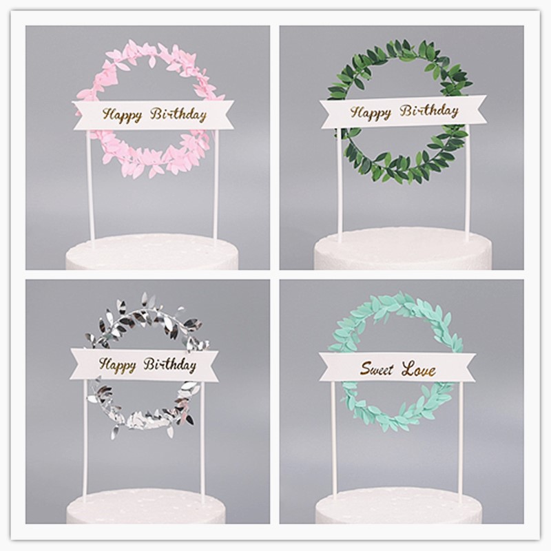 粉色圈圈love烘焙插牌摆件