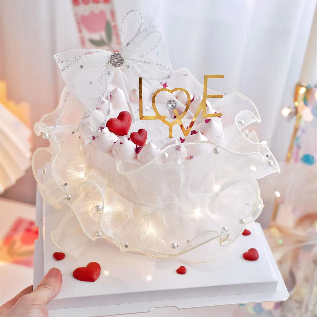 情人节带钻金色银色love亚克力