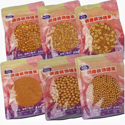 蛋糕装饰糖珠糖针金珠白珠彩色圆片冰淇淋可食用生日甜品台摆件