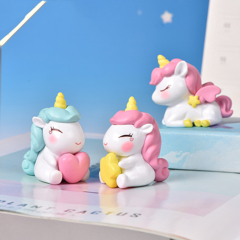 星星爱心独角兽微景观桌面diy少女心萌萌独角兽宝宝蛋糕装饰摆件