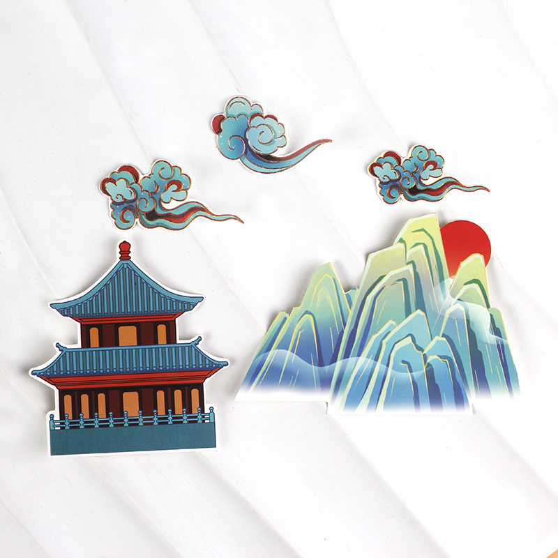 中式庭院凉亭高塔景观古建筑竹子梅花荷花祝寿生日蛋糕装饰插件