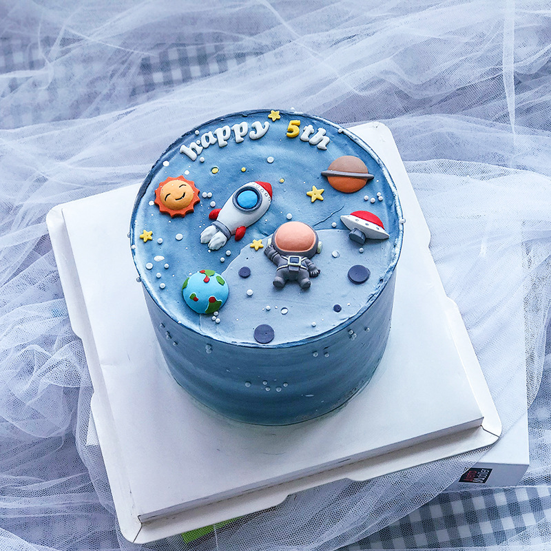 网红太空宇航员系列生日蛋糕装饰树脂摆件航天宇宙星空蛋糕装扮