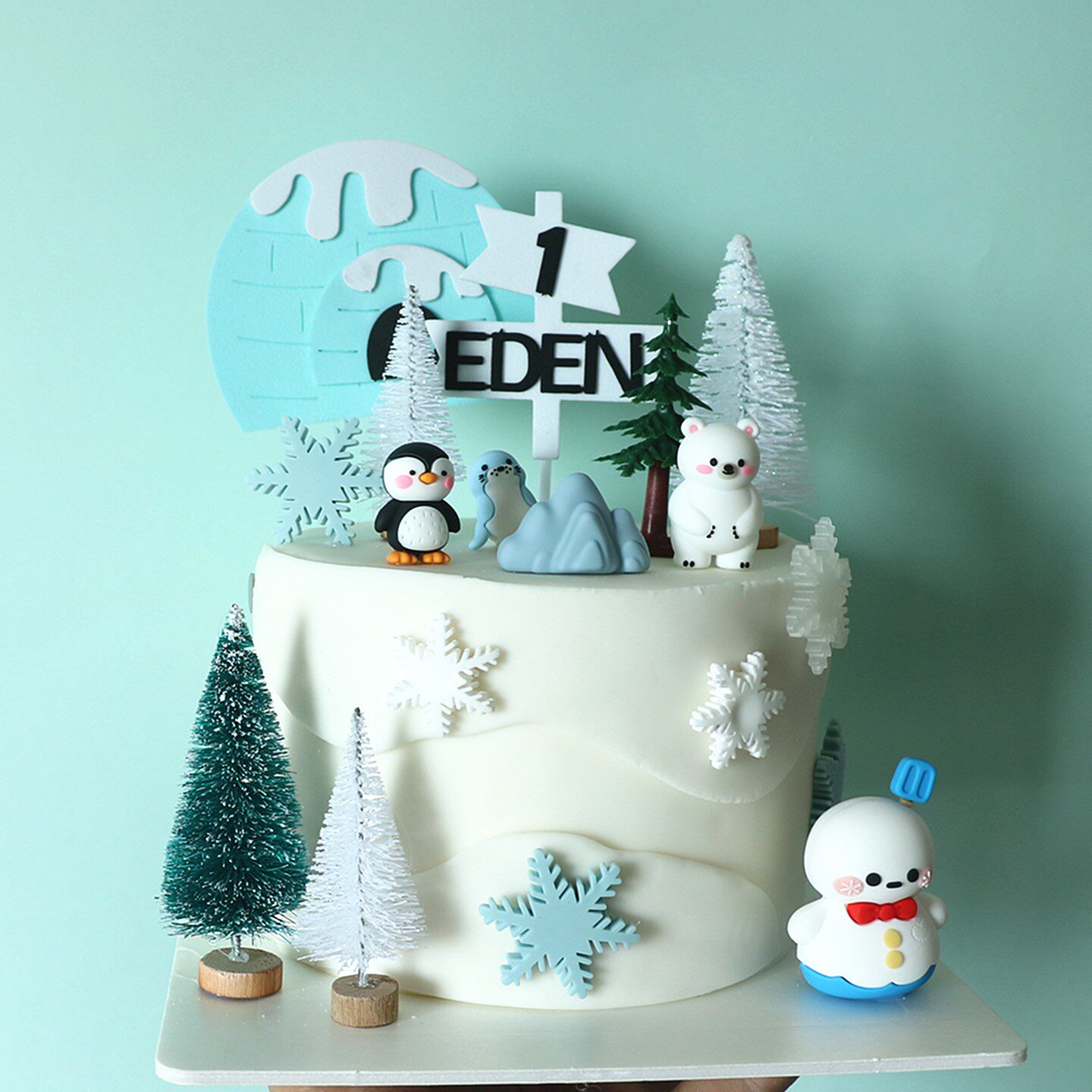 圣诞雪人企鹅北极熊雪人宝宝生日蛋糕装饰插件雪人雪宝烘焙装扮