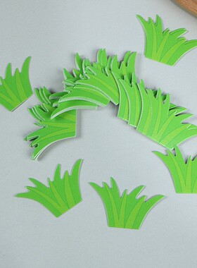 50片绿色小草生日蛋糕装饰配件烘焙纸杯小蛋糕甜品台装扮用品插件