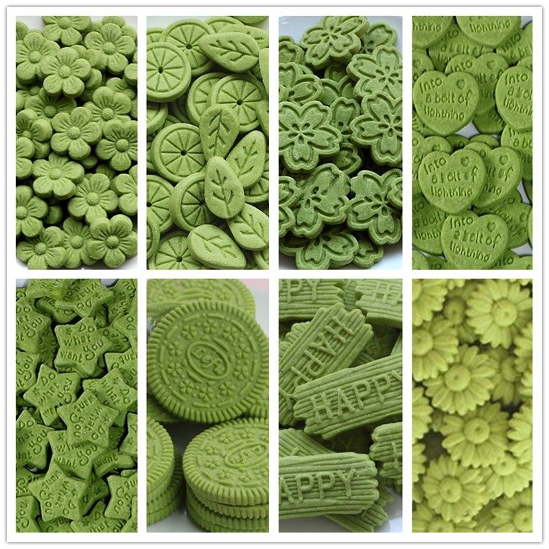 春季绿色花朵爱心生日蛋糕装饰饼干抹茶味饼干粉脆碎甜品烘焙原料