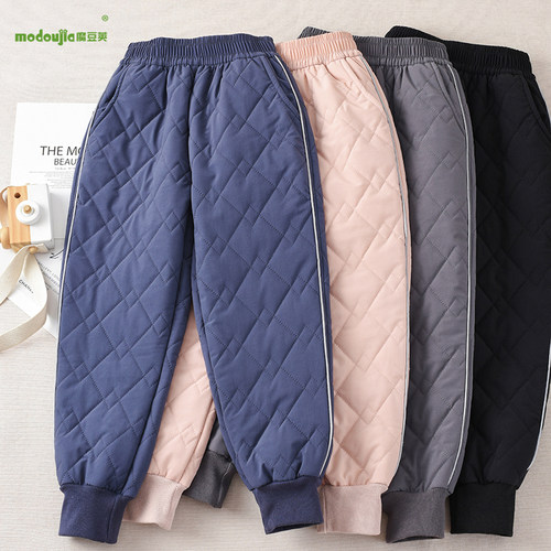 羊毛儿童保暖裤三层加厚棉裤外穿