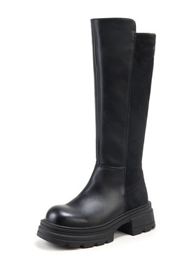 FED商场专柜同款2025冬季新款粗跟厚底头层牛皮长筒靴高靴DLS860