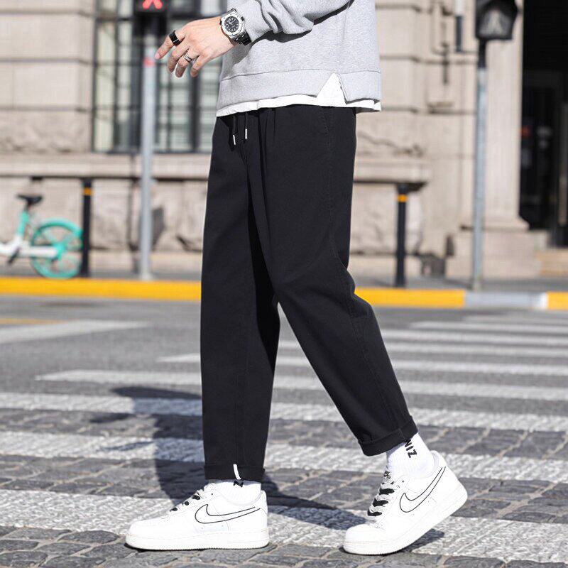 春季裤子男士休闲裤男潮牌宽松直筒工装2026新款九分长裤