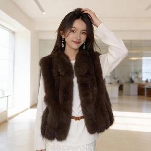 芬兰Sagafurs进口狐狸毛皮草马甲年轻外套女新款冬