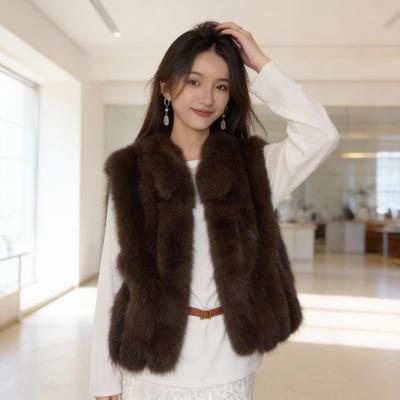 芬兰Sagafurs进口狐狸毛皮草马甲年轻外套女新款冬