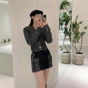 欧洲站设计师款小众2024秋冬新 甜酷高级感西装背心外套+短裙套装