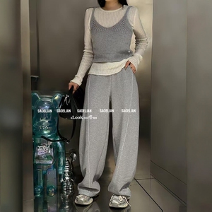 深圳高品质设计师款欧洲站2024冬季新款 韩系加绒卫裤弯刀香蕉裤