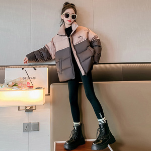 女童冬季羽绒服2023新款洋气女大童白鸭绒加厚秋冬儿童保暖外套潮