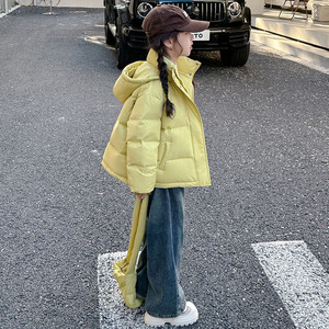 女童冬装羽绒服2023新款韩系女大儿童白鸭绒外套冬季短款加厚上衣