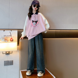 女童秋装卫衣套装2023新款洋气女大童休闲上衣儿童阔腿裤两件套潮