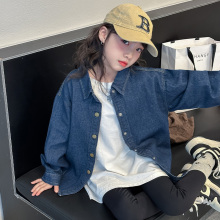 女童春秋款牛仔衬衫2025新款女大童春季韩系长袖上衣儿童休闲外套