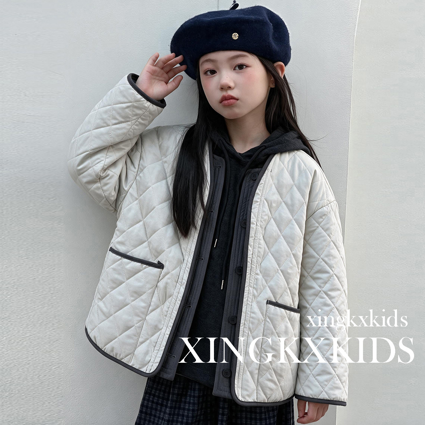 女童秋冬轻薄保暖棉服两件套