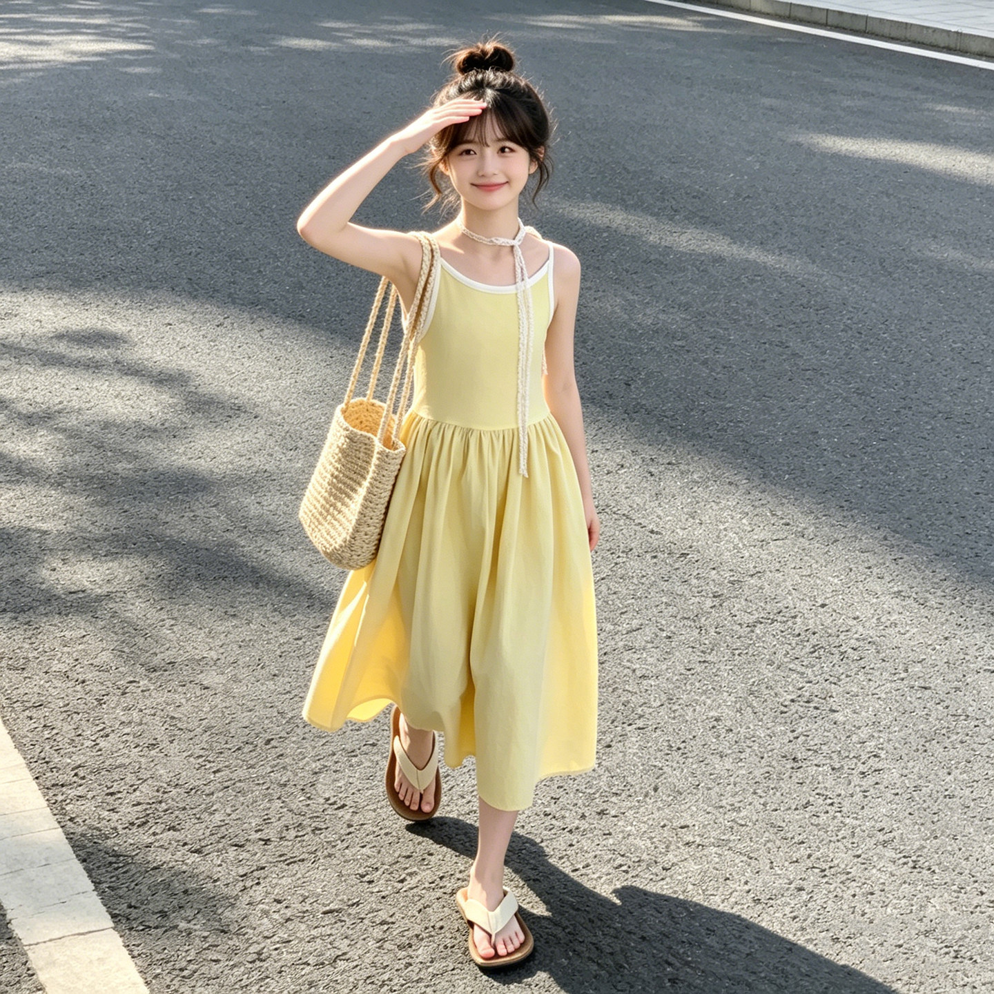 女童夏季甜美吊带连衣裙