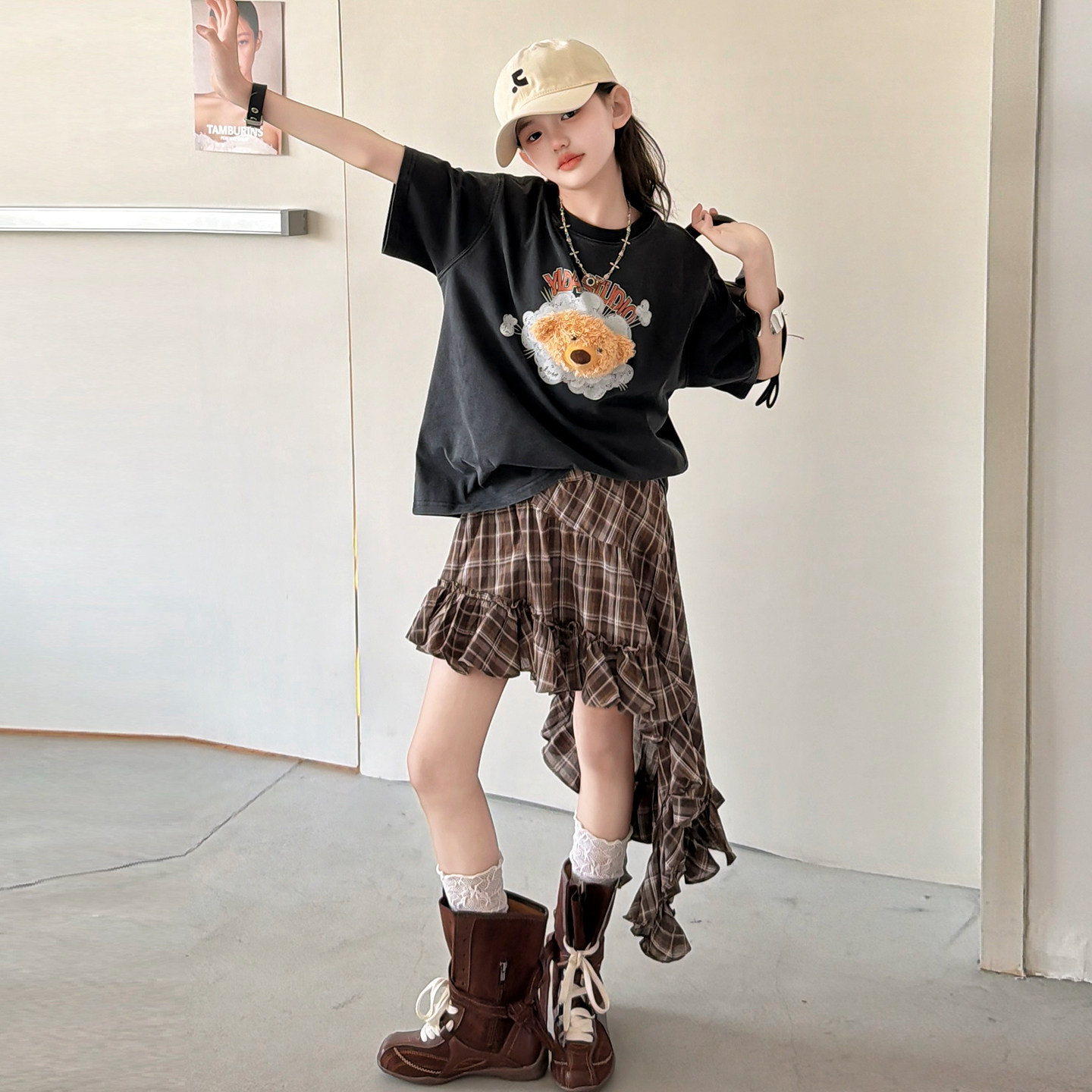 女童夏季短袖度假风短裙两件套