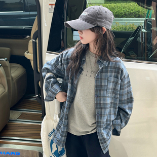 女童超好看格子衬衫春秋季2026新款女孩大童韩系衬衣儿童春装上衣