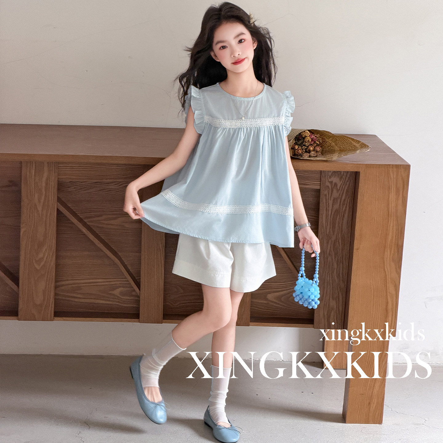 女童夏季韩系娃娃衫短裤两件套