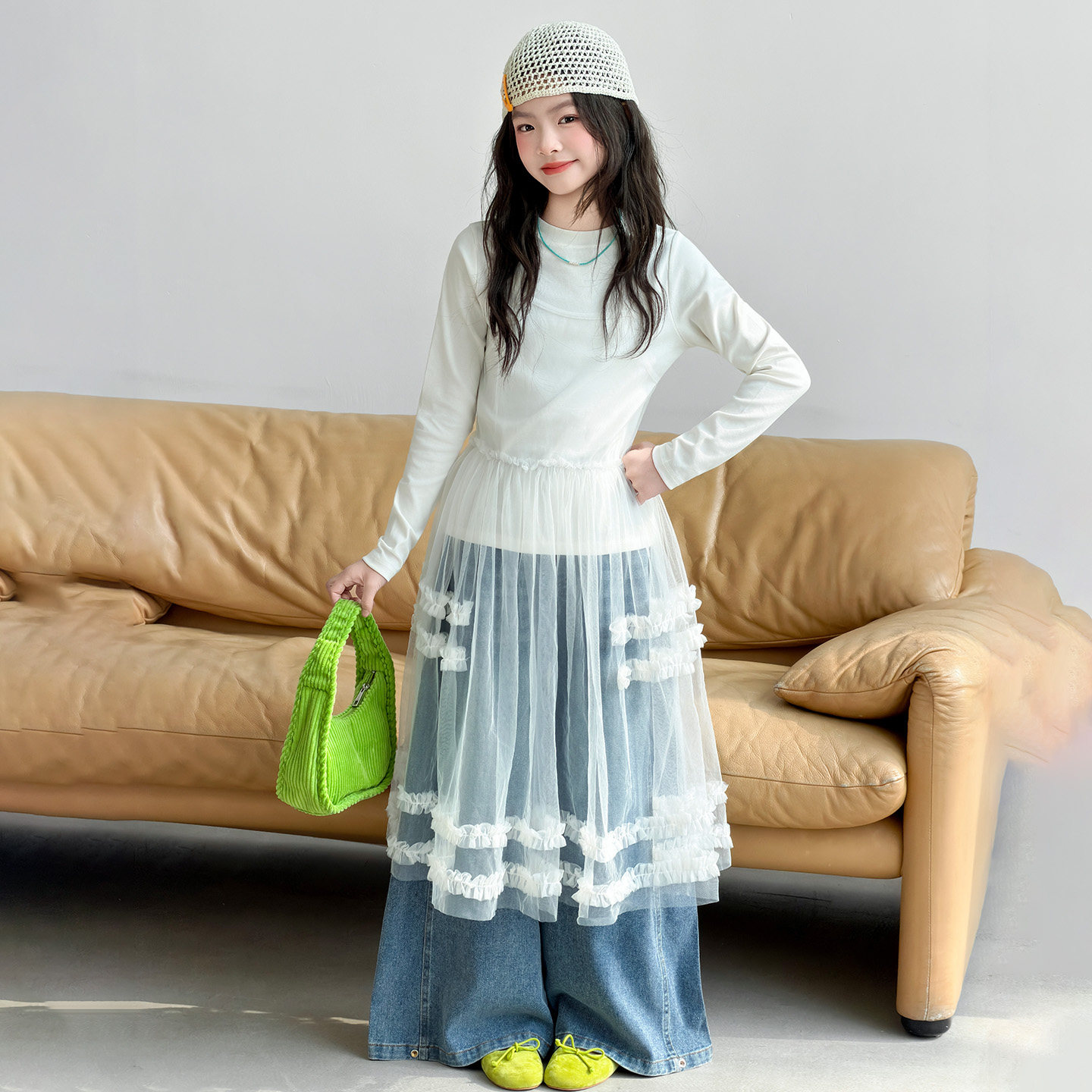 【官方正品】女童春秋季叠穿套装
