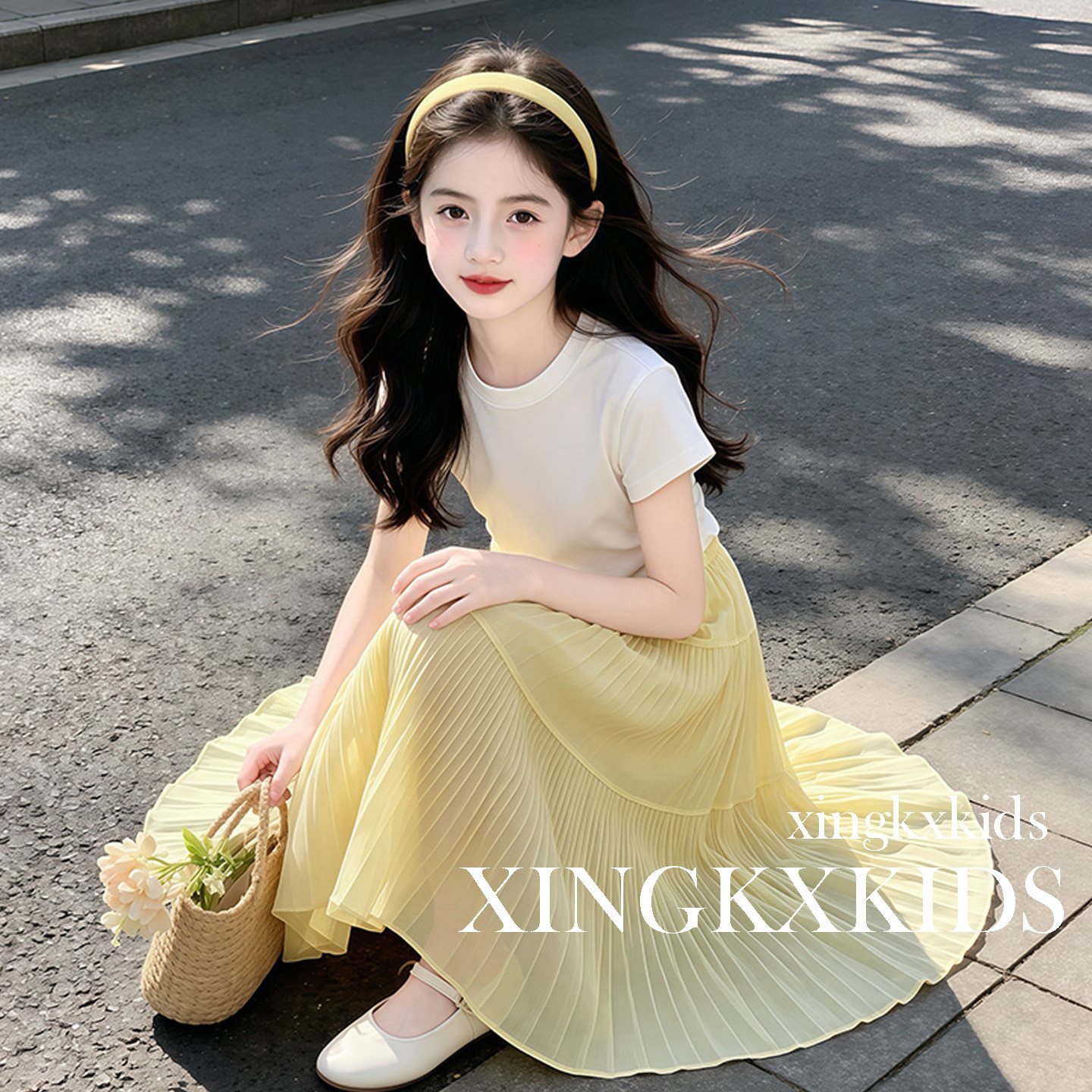 女童夏季甜美新款短袖半身裙