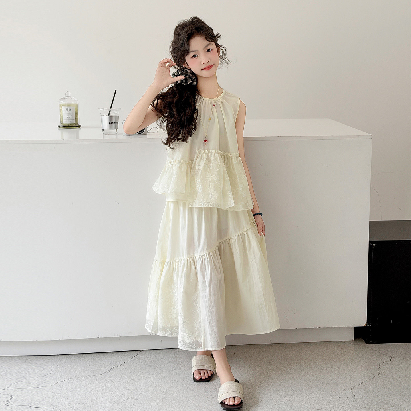 女童夏季韩系棉布无袖长裙