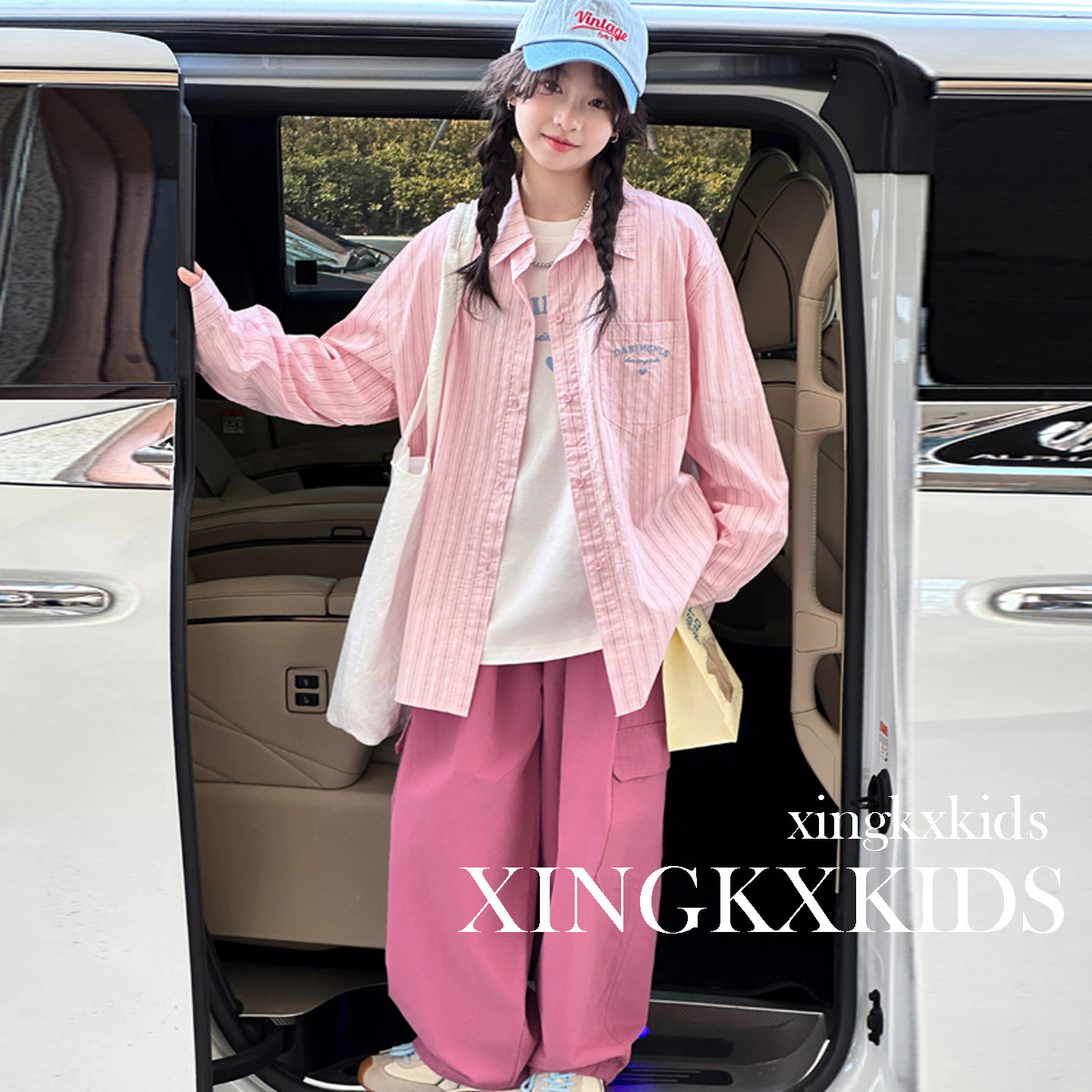 女童秋装韩系衬衣牛仔裤套装