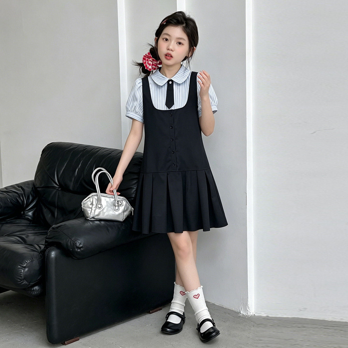 夏季学院风甜美娃娃领连衣裙