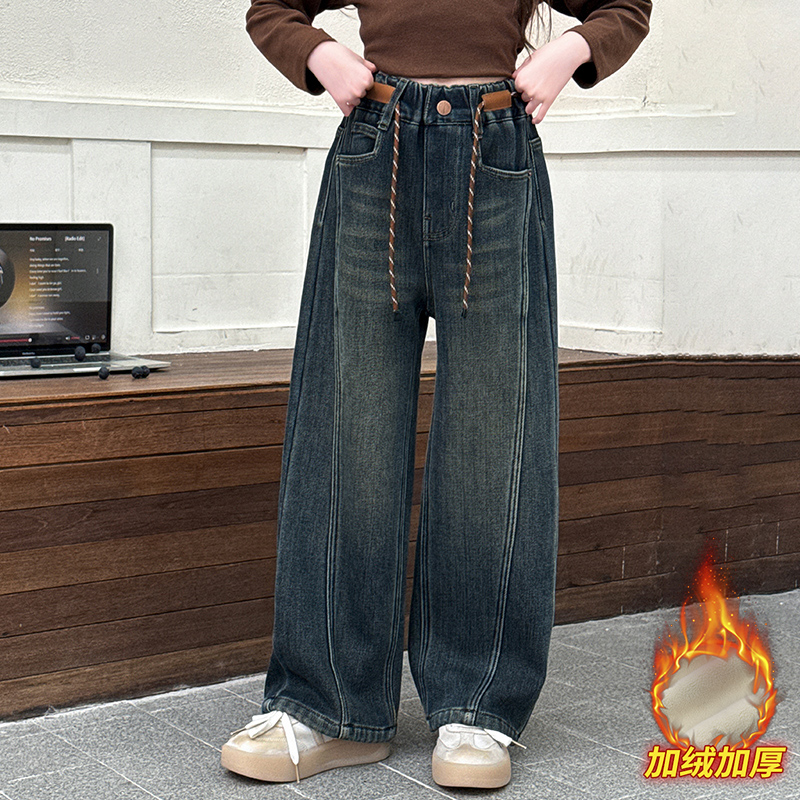 【爆款推荐】女童冬装加绒牛仔裤