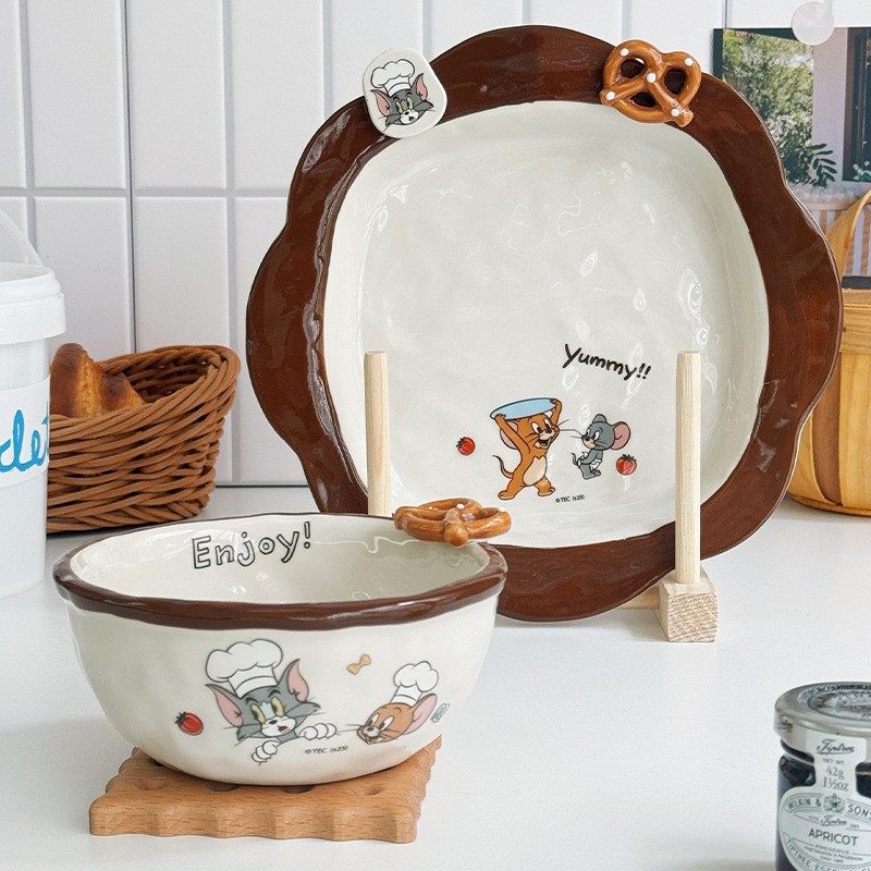 进口可爱卡通猫和老鼠碗碟餐具家用釉下彩吃饭的碗盘套装高颜值米,节庆用品/礼品,文化创意杯子,淘宝优惠券,粉丝福利购,淘宝优惠卷