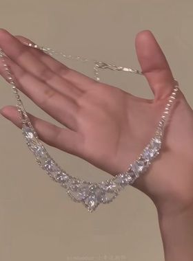 进口被惊艳到了~贵族千金感闪钻礼服项链choker女轻奢小众高级