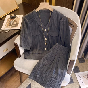 新款 时尚 法式 两件套高级感穿搭短裤 套 短袖 进口欧洲站2024年夏季