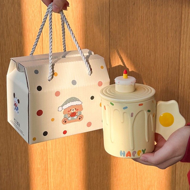 进口奶乎乎可爱煎蛋陶瓷马克杯带盖送男女生生日礼物闺蜜伴手礼礼,节庆用品/礼品,文化创意杯子,淘宝优惠券,粉丝福利购,淘宝优惠卷