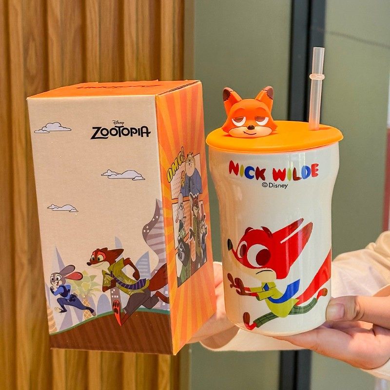 进口疯狂动物城联名马克杯可爱陶瓷吸管杯带盖高颜值生日礼物伴手,节庆用品/礼品,文化创意杯子,淘宝优惠券,粉丝福利购,淘宝优惠卷