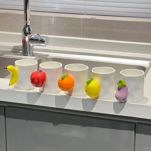 创意水果马克杯樱桃香蕉苹果橘子杯创意咖啡杯高档陶瓷可爱喝水杯