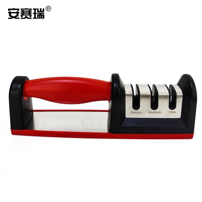 安赛瑞磨刀石手扶式带底座多段式金刚石磨刀器手动三段式磨刀棒磨