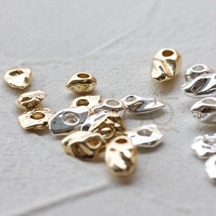 DIY饰品黄铜配件 镀厚银 镀厚金 不规则 异形 隔珠 隔片(4718C)