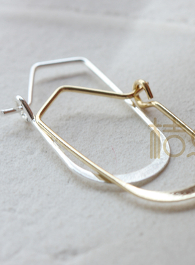 DIY饰品黄铜配件 30*17mm镀厚金银 压扁异形耳圈耳饰耳环 (4316C)