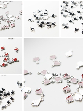 DIY饰品合金配件12*6mm扑克.红桃.黑桃.方片.梅花.滴油4个(88C)