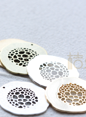 DIY饰品黄铜配件 铜片 25*24mm 镀银镀金铜绿镂空几何图形(4672C)