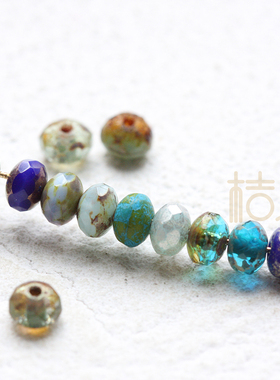 DIY饰品配件串珠捷克进口玻璃珠古色古珠刻面车轮珠5x3mm(NVA-18)