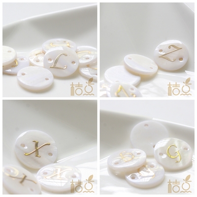 天然贝壳圆片金色饰品配件