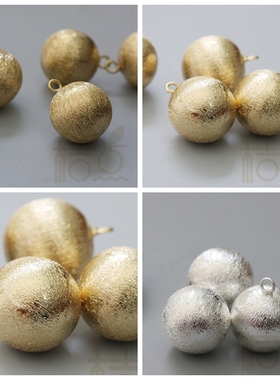 DIY饰品铜配件拉丝珠吊坠挂件圆珠球珠球铜绿古色镀金镀银(3998C)